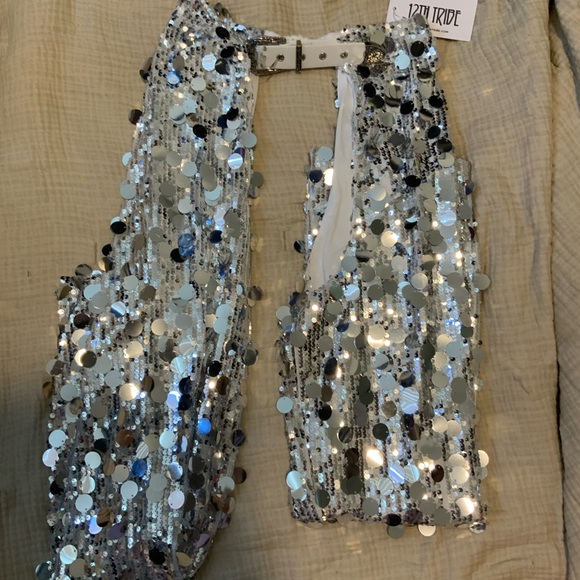 12th Tribe Metallic Sequin Flare Pants - Picture 5 of 7